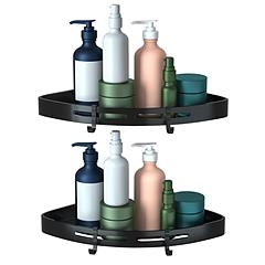 2Pcs Corner Shower Caddy Shelf Adhesive Bathroom Wall Mounted Storage Racks Aluminum No Drilling Organizers For Bathroom Toilet Kitchen Dorm