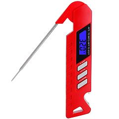 Digital BBQ Meat Food Cooking Thermometer Instant Read w/4.33in Folding Probe Backlight Calibration for Liquid Beef IPX5 Waterproof