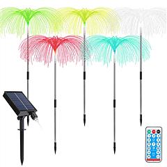 5 In 1 Outdoor Solar Light Jellyfish Landscape Stake Decorative Lamp Light with 8 Lighting Modes 5 Colors Ornamental Light for Yard Patio Garden Pathw