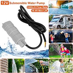 12V Submersible Water Pump with 16.4ft Max Lift 1000L/H Flow Rate for Garden Sprinklers Lawn Shower Tour Vehicles