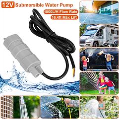 12V Submersible Water Pump with 16.4ft Max Lift 1000L/H Flow Rate for Garden Sprinklers Lawn Shower Tour Vehicles