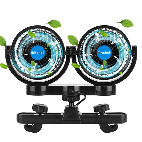 Electric Car Fan 12V Dual Head Car Cooling Fan for Rear Seat Passenger