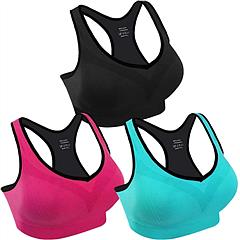 3 Packs Women Padded Sports Bras Yoga Fitness Push up Bra Female Top for Gym Running Workout Training