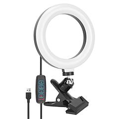 6.3in LED Ring Light for Laptop with Clip USB Powered Selfie Desk Dimmable Light 3 Light Modes Ring Fill Light for Live Stream Make up Photography