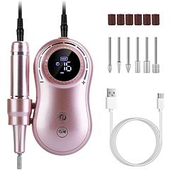 35000RPM Electric Nail Drill Machine Portable Nail File Polish Machine for Acrylic Gel Nails Manicure with 6Pcs Nail Drill Bits Sanding Bands
