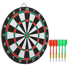 16in Dart Board Game Set 6 Steel Tip Darts Double-sided Dartboard Outdoor Indoor Party Game Set