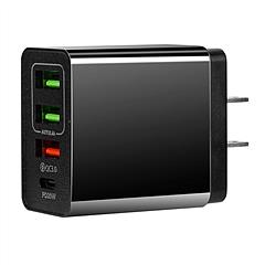 36W USB C Fast Charger 4-Port QC3.0 PD 20W Power Adapter High Speed Wall Charger for Samsung iPhone Tablet