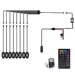8 Pods RGB LED Rock Lights DC12V Car Neon Light Kit IP68 Waterproof Underglow Lights with Double Remote Controls Wireless APP Control for Jeep Truck U