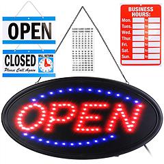 LED Open Sign 18.7x9.45in Business Neon Open Sign Advertisement Board with Steady Flashing Modes Business Hours and Open Closed Sign