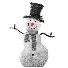 LED Christmas Snowman Decoration Light Collapsible Battery Operated Lighted Snowman Indoor Outdoor Garden Light with Removable Hands Scarf