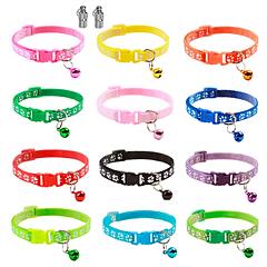 Cat Collar Adjustable Kitten Collar Breakaway Safety Buckle Pet Collar with Bell Name Tag Safety Buckle Collar