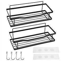 2 Tier Shower Caddy Shelf Holder Bathroom Kitchen Storage Rack Basket Punch-Free Wall Mount Shower Organizer with Hooks