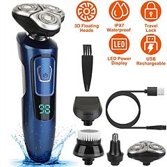 4 In 1 Electric Razor Shaver Rechargeable Cordless Head Beard Trimmer Shaver Kit IPX7 Waterproof Dry Wet Grooming Kit