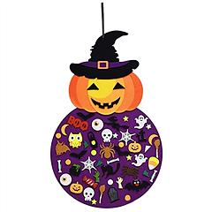 2.8FT Halloween Felt Pumpkin Witch 51Pcs Felt Pumpkin Witch Hanging Decor Ornaments Kits Halloween Gift for Toddlers