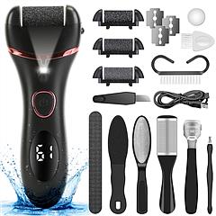 Electric Foot Callus Remover Foot Grinder Rechargeable Foot File Dead Skin Pedicure Machine w/ 3 Roller Heads 2 Speeds 18 in 1 Foot Care Tool