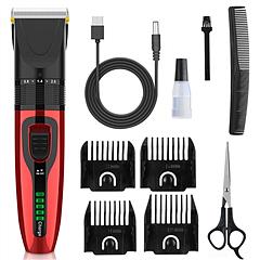Pet Grooming Kit Rechargeable Cordless Dog Grooming Clippers Low Noise Electric Dog Trimmer Shaver Hair Cutter w/ 4 Guide Combs Scissors Oil