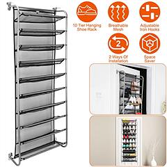 10 Tier Over The Door Shoe Rack Organizer Holder Hanging Storage Shelf for Closet Pantry Space Saver