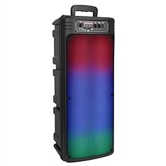 Portable Wireless Party Speaker Dual 8in Colorful Lights DJ PA System with TWS Function FM Radio USB MMC Card Reading Aux In Recording Function Wirele