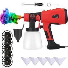 Electric Paint Sprayer HVLP Spray Painting Gun Handheld Painter with 3 Spray Patterns 5 Nozzles 800ML Detachable Cup for Fences Bricks Walls