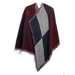 Women Winter Warm Scarf 74.8x25.6In Long Soft Knitted Shawl Extra Thick Plaid Blanket Wrap Cape