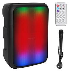 Portable Wireless Party Speaker 8in Colorful Lights DJ PA System with TWS Function FM Radio USB MMC Card Reading Aux In Recording Function Mic