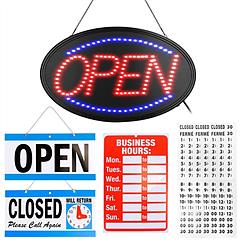 LED Open Sign 22.64x13.78In Business Neon Open Sign Advertisement Board with Steady Flashing Modes Business Hours and Open Closed Sign