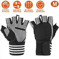 Fitness Workout Gloves Weight Lifting Gym Workout Training with Wrist Wrap Strap for Men Women