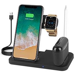 4 In 1 Wireless Charger Foldable Fast Charging Station Stand Dock Fit for iWatch Apple Pencil Airpod 1/2/3/Pro iPhone 13 12 11 Pro Samsung S22 S21 Qi-