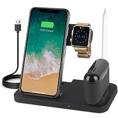 4 In 1 Wireless Charger Foldable Fast Charging Station Stand Dock Fit for iWatch Apple Pencil Airpod 1/2/3/Pro iPhone 13 12 11 Pro Samsung S22 S21 Qi-