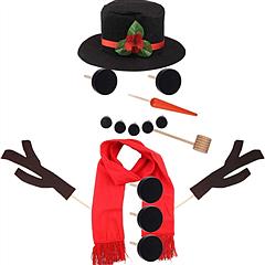 16Pcs Snowman Decorating Dressing Kit Winter Party Kids Outdoor Toys Christmas Decoration Gift Hat Scarf Eye Mouth Nose Accessories