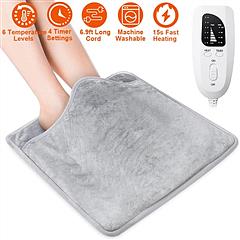 Electric Foot Warmer Heater Fast Heating Pad Cushion Mat Machine Washable with 6 Temperature Settings 4 Timer Modes