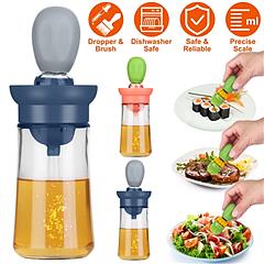 Oil Dispenser Bottle 2 In 1 Cooking Glass Olive Oil Dispenser Silicone Dropper with Silicone Brush Dropper Measuring Container for Kitchen Baking BBQ