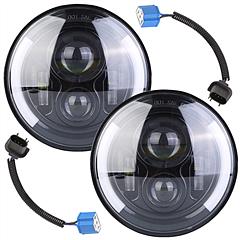 2Pcs 7In 40W Round LED Headlights 3800LM Halo Car Headlamp with DRL Turn Light High Low Beam Fit for Honda Yamaha Motorcycle Jeep Wrangler TJ JK CJ