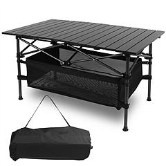 Folding Camping Table Portable Lightweight Aluminum Roll-up Picnic BBQ Desk with Carrying Bag Heavy Duty Outdoor Beach Backyard Party Patio