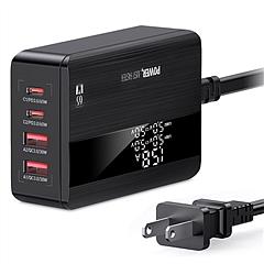65W Fast Wall Charger 4 Port USB Charging Station PD3.0 QC3.0 Adapter Fit for iPhone 14 13 12 11 Samsung S22 S21 Switch MacBook iPad