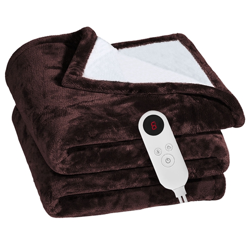 Electric Heated Flannel Throw Heated Blanket with 6 Heat Settings 18