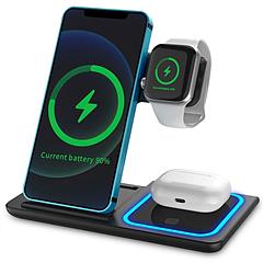 3 in 1 Wireless Charger Foldable Fast Charging Station Stand Dock Fit for iPhone 13 12 11 Pro Samsung S22 S21 Qi-enabled Android Phone Wireless Earbud