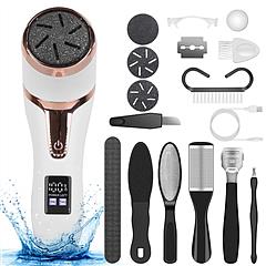 17Pcs Electric Foot Callus Remover with Vacuum Foot Grinder Rechargeable Foot File Dead Skin Pedicure Machine with 3 Grinding Heads 2 Speeds Foot Care