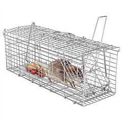 Foldable Rat Trap Cage Humane Live Rodent Trap Cage Galvanized Iron Mice Mouse Control Bait Catch with Detachable L Shaped Rod