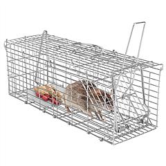 Foldable Rat Trap Cage Humane Live Rodent Trap Cage Galvanized Iron Mice Mouse Control Bait Catch with Detachable L Shaped Rod