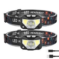 2Packs Rechargeable Motion Sensor Headlamp 6 Light Modes Headlight Torch Flashlight for Fishing Running Camping Hiking