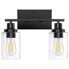 2 Light Wall Sconce Lighting with Clear Glass Shade Bathroom Vanity Lamp Fixture Modern Mounted Light for Porch Mirror Living Room Bedroom Hallway