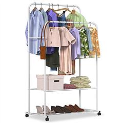 Garment Hanging Rack Clothing Hanging Rail Pillow Shoe Display Organizer Stand Rolling Wheel Clothes Organizer