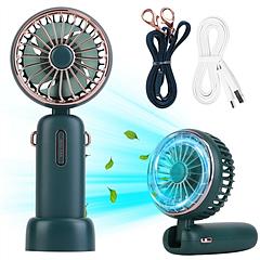 Portable Handheld Fan Rechargeable Pocket Personal Fan Quiet Folding Desk Fan with 3 Speeds Removable Base for Commute Office Outdoor Indoor