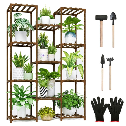 Multitier Wooden Plant Stand 11 Potted Flower Display Shelf Rack Vase