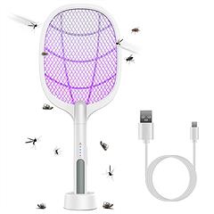 2 in 1 Electric Rechargeable Bug Zapper Mosquito Insect Killer Fly Swatter Mosquito Zapper Racket Mosquito Trap Catcher