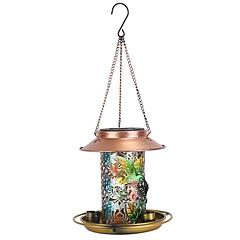 Solar Bird Feeder Decorative Hanging Bird Feeder Lantern Warm White Light Bird Feeder for Outdoor Garden Backyard