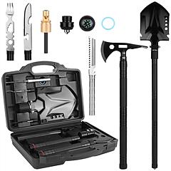LakeForest Multifunctional Shovel Axe Set Camping Survival Shovel Multitool Emergency Survival Gear with Extension Handles Carrying Box