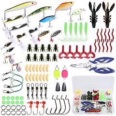 101Pcs Fishing Lures Kit Soft Plastic Fishing Baits Set Spoon Fishing Gear Tackle with Soft Worms Crankbaits Box for Freshwater Saltwater to Bait Bass