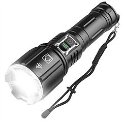 100000LM Super Bright LED Flashlight Waterproof Rechargeable Zoomable Tactical Torch Light Emergency Power Bank Support 3 Battery Types